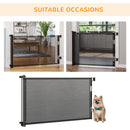 PawHut Retractable Stair Gate for Dogs Mesh Safety Gate - Black