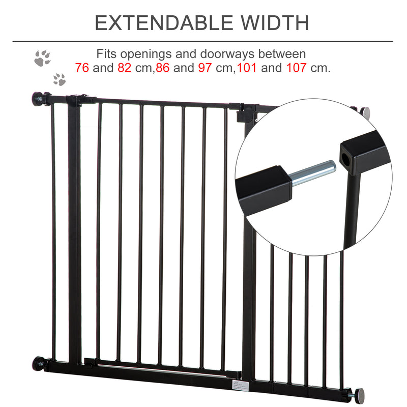 PawHut Pressure Fitted Pet Dog Safety Gate Metal Fence 76 cm Tall, Black