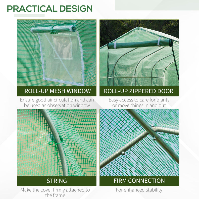 Outsunny 3 x 2 M Walk in Polytunnel Greenhouse Galvanised Steel w/ Zipped Door