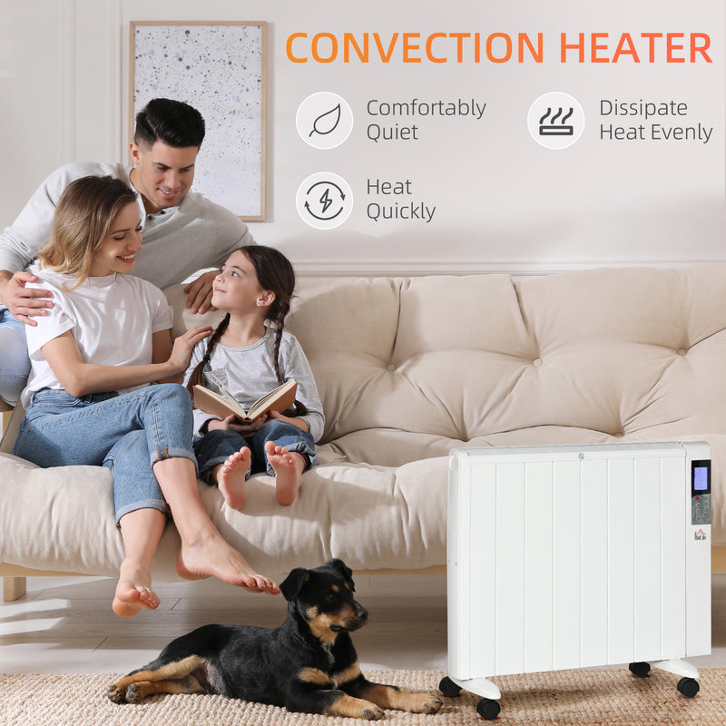 HOMCOM Convector Radiator Panel Space Heater Freestanding / Wall-mounted White