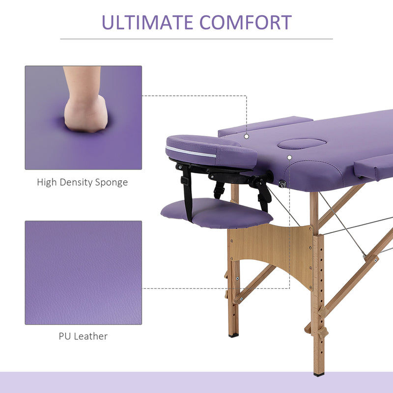 HOMCOM Salon Portable Folding Massage Table Bed Tattoo Therapy  Couch 2 Section