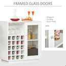 HOMCOM Sideboard Wine Cabinet Cupboard Glass Door, Glass Holder & Wine Rack