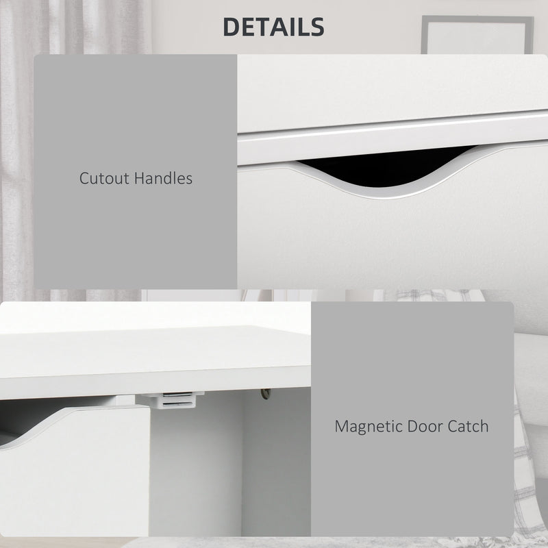 HOMCOM Freestanding Bathroom Cabinet with 4 Drawers and Door Cupboard White