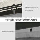 Outsunny 3 x 4(m) Universal Gazebo Replacement Sidewall Set w/ 4 Panels, Grey