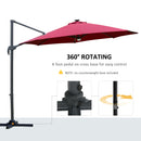 Outsunny 3(m) LED Cantilever Parasol Outdoor with Base Solar Lights Red