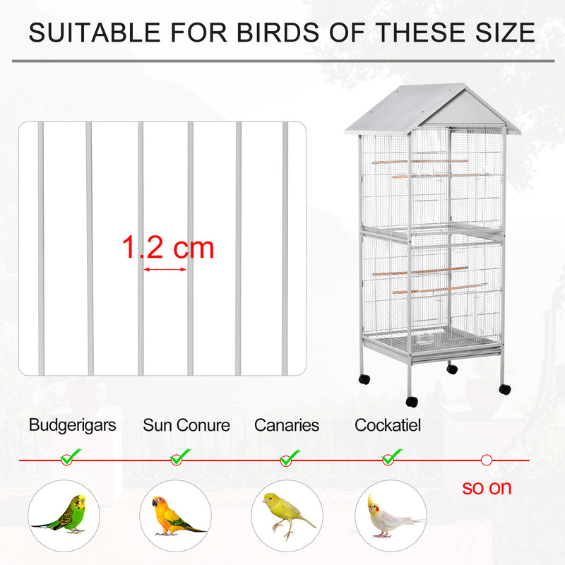 PawHut Wrought Metal Bird Cage Feeder for Small and Medium Sized Birds White