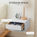 HOMCOM Floating Bedside Table Set of 2 Wall Mounted Nightstand W/ Drawer White