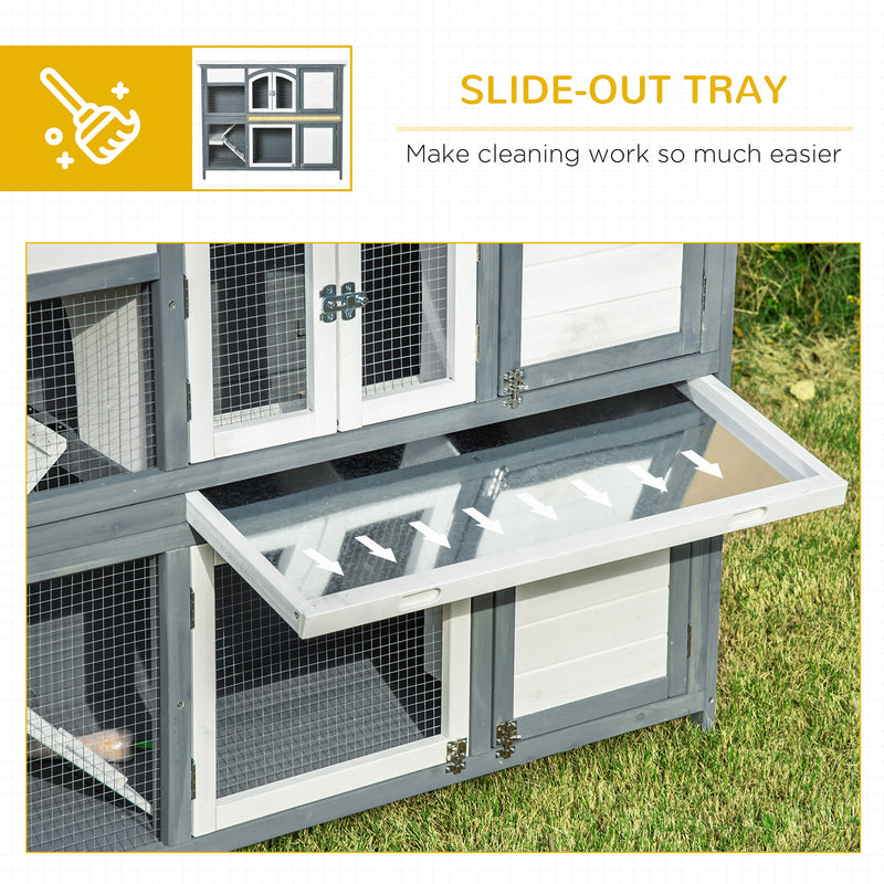 Pawhut Rabbit Hutch   Grey, Black, White
