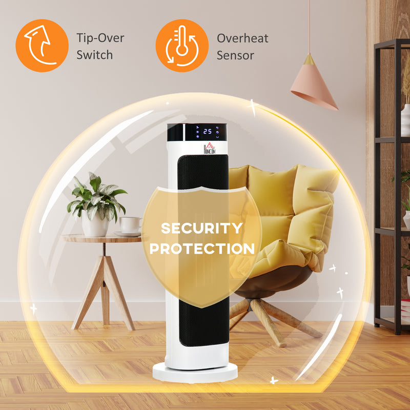 HOMCOM Freestanding Ceramic Space Heater Fan Heater w/ 3 Heat Settings, Black