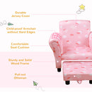 HOMCOM Cute Cloud Star Child Armchair Seat Wood Frame w/ Footrest Padding Pink