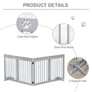 PawHut Pet Gate 4 Panel Wooden Dog Barrier Folding Fence w/ Support Feet