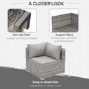 Outsunny Rattan Corner Sofa Garden Rattan Furniture Single Sofa Chair Light Grey