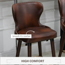 HOMCOM Luxury Bar Stools Set of 2 with Back, PU Leather Upholstery, Brown