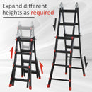 HOMCOM 4M Aluminium Duo Ladder Telescopic Herringbone Multi-Purpose DIY Non-Slip
