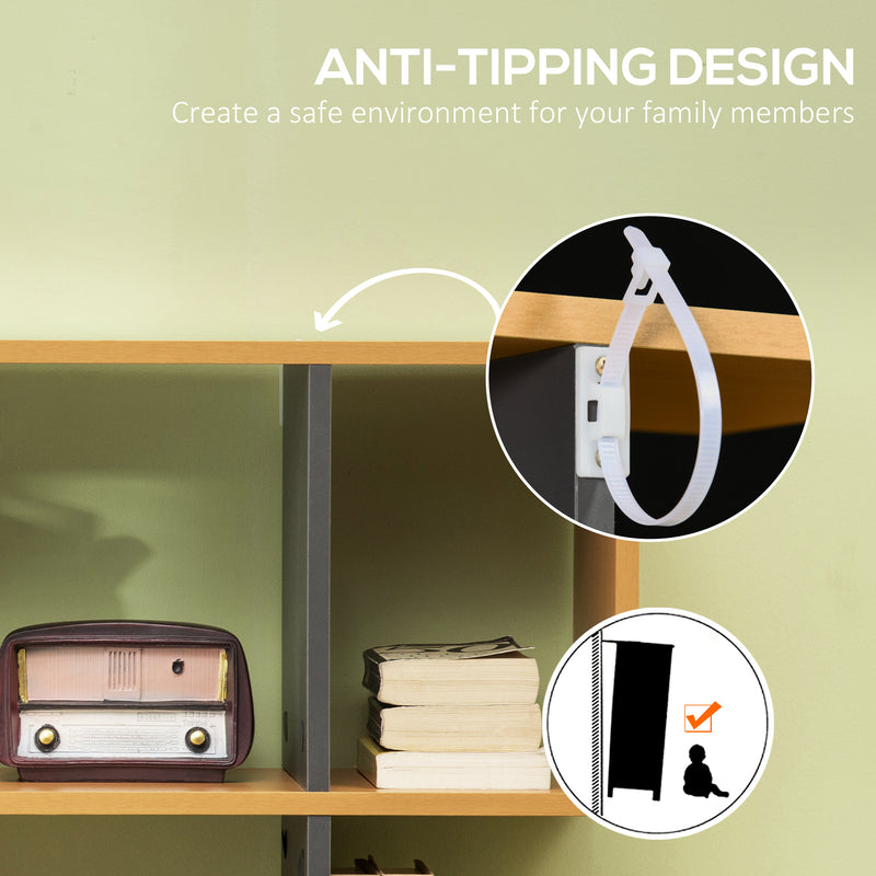 HOMCOM 5-Tier Bookshelf Freestanding Decorative Storage Shelves for Home Natural