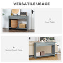 HOMCOM Console Tables, Hallway Table w/ Drawers and Shelf for Living Room,Grey