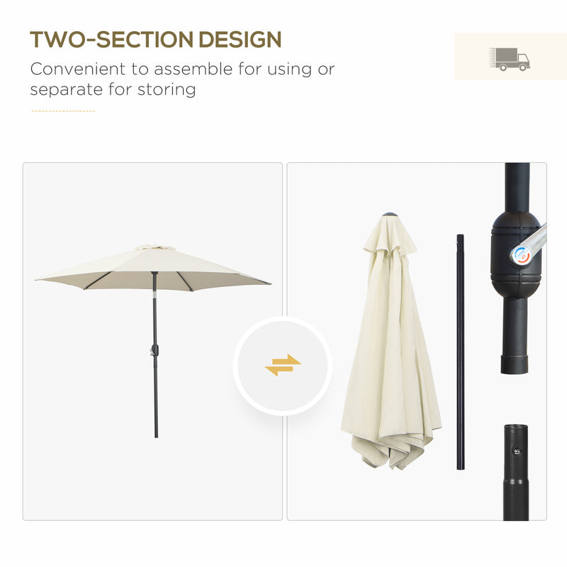 Outsunny Patio Umbrella Parasol Sun Shade Garden Aluminium Cream White 2.7M