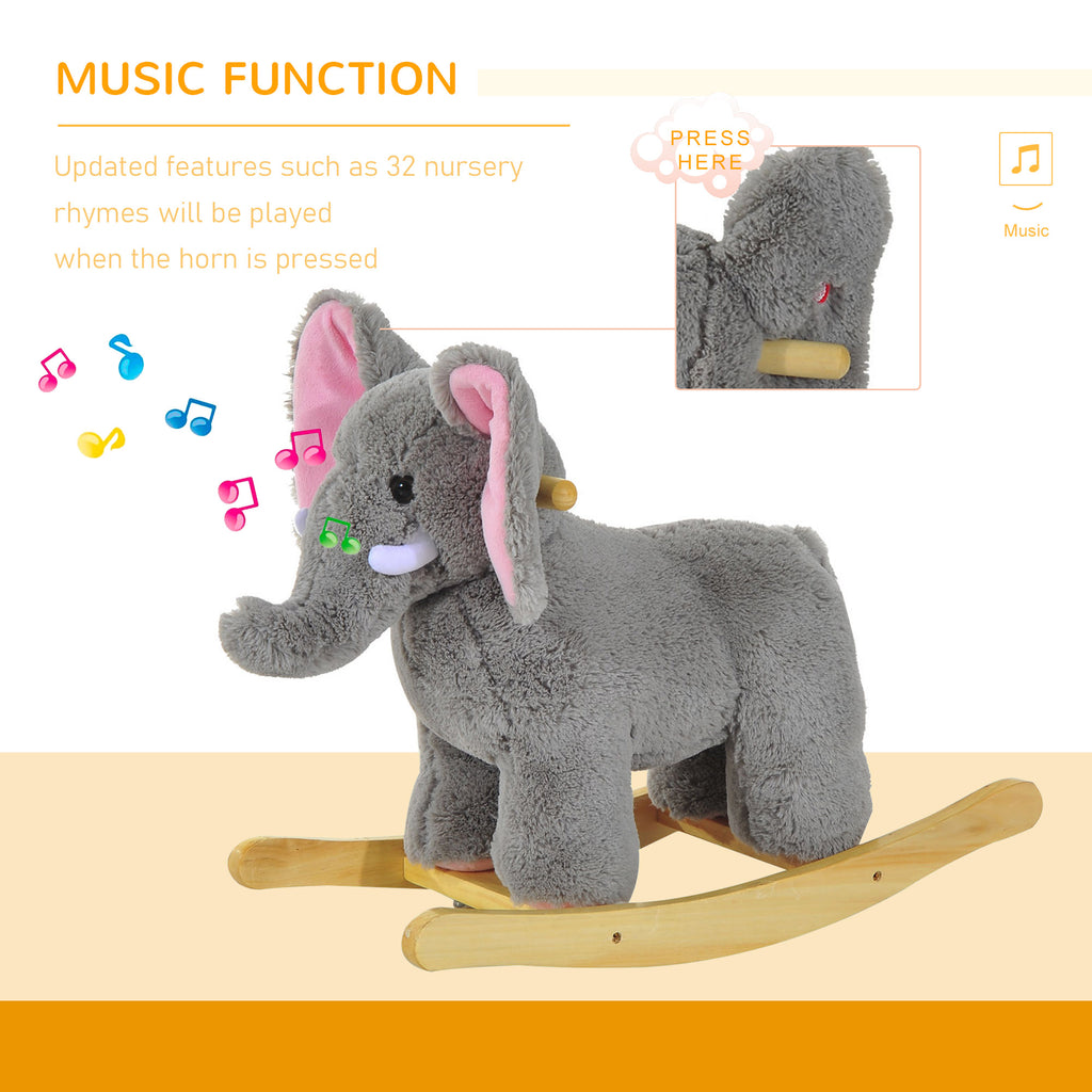 Temu Rocking Elephant Ride on Elephant Rocker Children Rocking Horse Grey Nursery Rhymes Kid