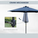 Outsunny 2.7m Garden Parasol Summer Shelter w/ LED Solar Light Crank Tilt Blue
