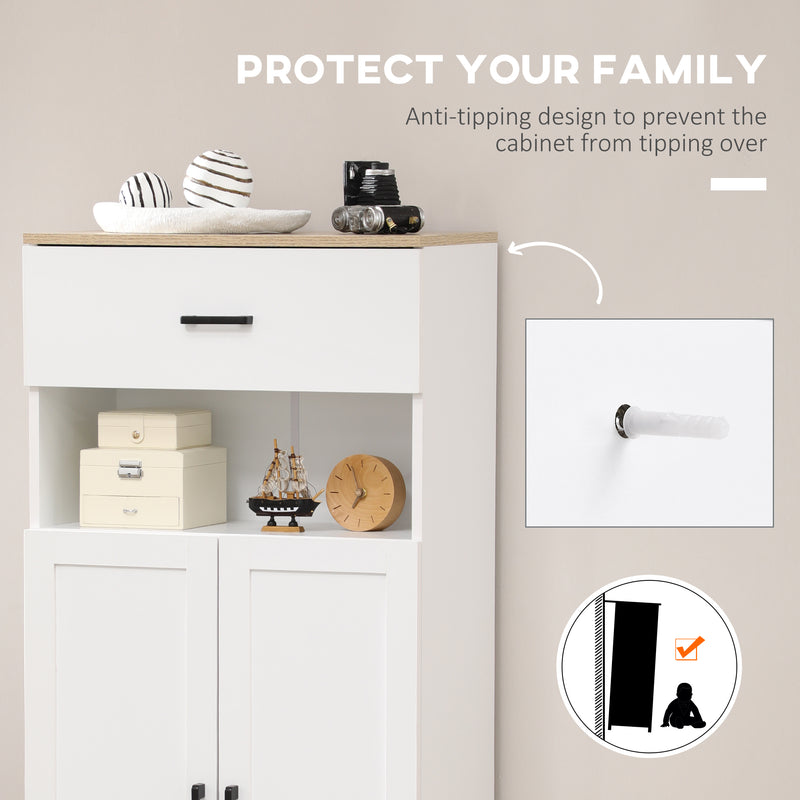 HOMCOM Kitchen Cupboard Storage Cabinet with Drawer Countertop White