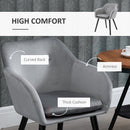 HOMCOM Modern Upholstered Fabric Bucket Seat Dining Armchairs Set of 2 Grey