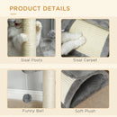 PawHut Cat Tree Plush Scratcher Kitty Activity Play Center Tunnel Dangling Ball