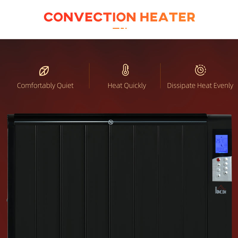 HOMCOM Convector Radiator Panel Space Heater Freestanding / Wall-mounted Black