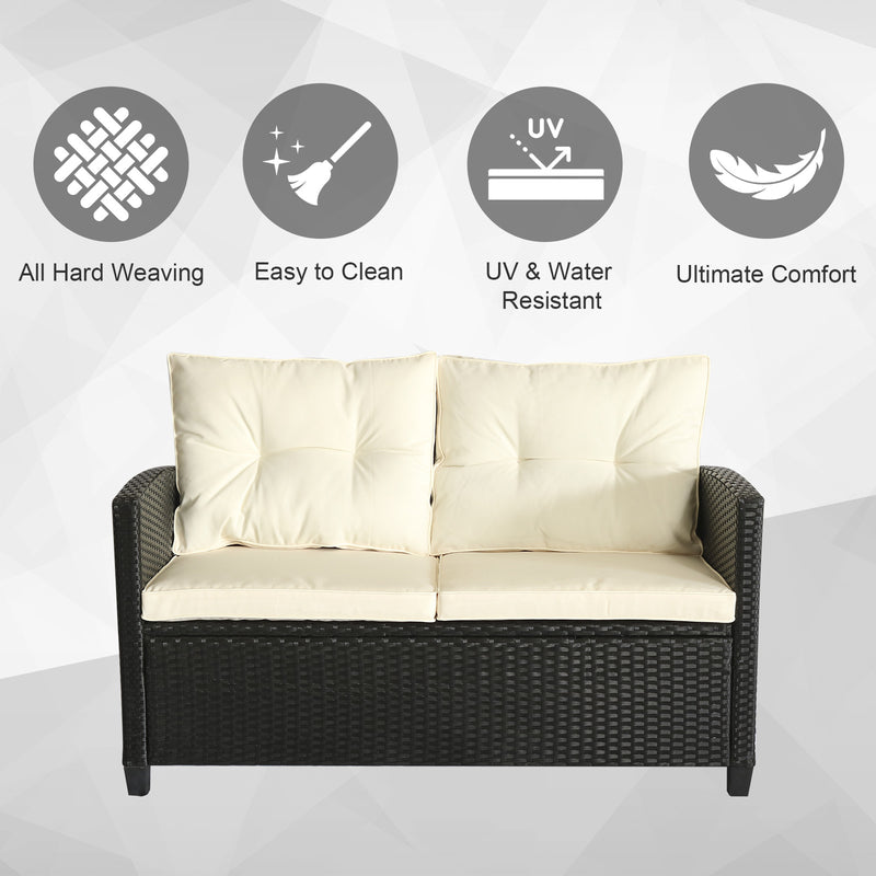 Outsunny 4 PCS Outdoor Patio Furniture Wicker Chair Set Coffee Table w/ Cushions