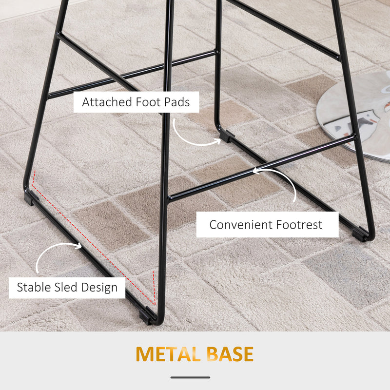 HOMCOM Modern Counter Height Bar Stools Set of 2 pcs Wire Metal Barstools