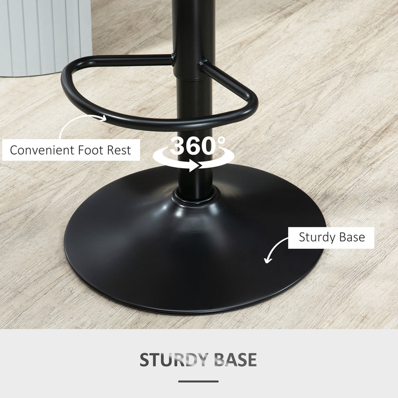 HOMCOM Barstools Set of 2 Adjustable Swivel Height Gas Lift PU Leather Chairs