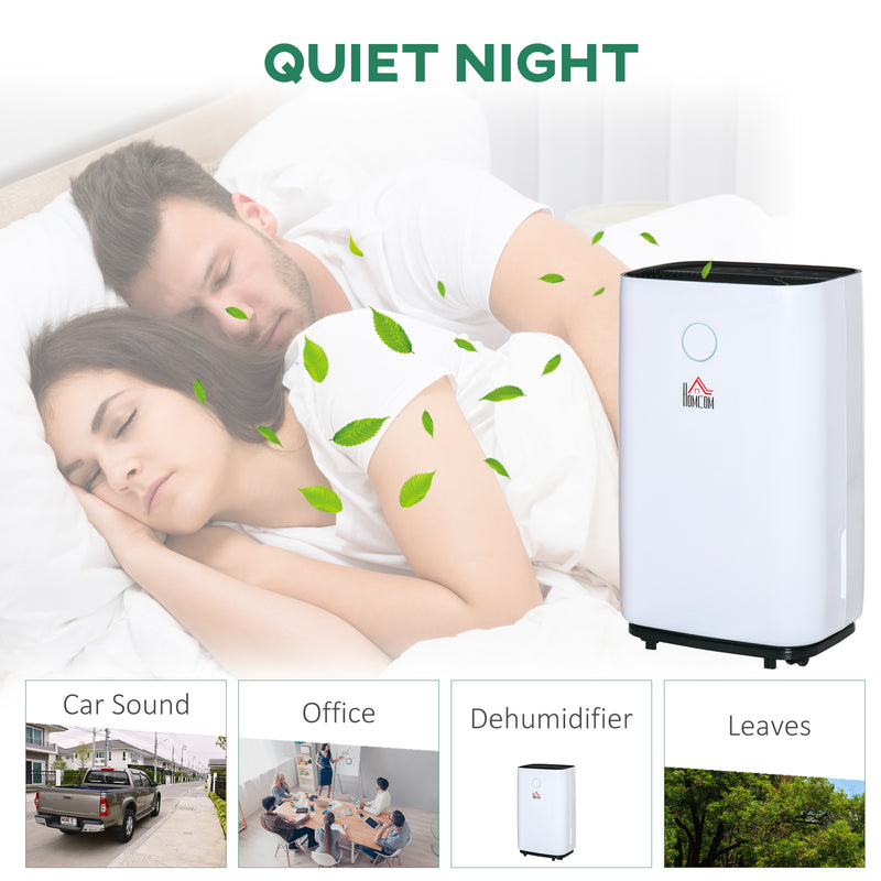HOMCOM 16L/Day Portable Quiet Dehumidifier for Home, Electric Air De-Humidifier