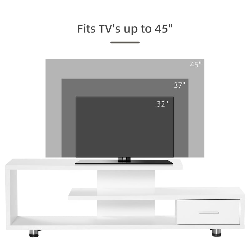 HOMCOM TV Stand for TVs up to 45" TV Cabinet W/ Storage Drawer High Gloss White