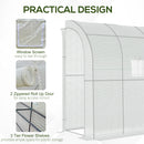 Outsunny Walk-In Lean to Wall Greenhouse w/Window&Door 200Lx 100W x 215Hcm White