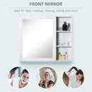 kleankin Bathroom White Cabinet Wall Mounted Storage Organiser w/ Mirrored Door