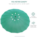 Outsunny 2.6m Round Curved Adjustable Parasol Sun Umbrella Metal Pole Green