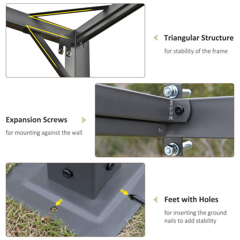 Outsunny 3 x 3(m) Outdoor Pergola Retractable Canopy Wall Mounted Gazebo Cream