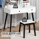 HOMCOM Dressing Table Set with 3 Drawers, Storage shelves and Stool, White