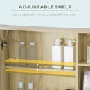 kleankin LED Bathroom Mirror Cabinet Wall-Mounted W/ Adjustable Shelves Natural