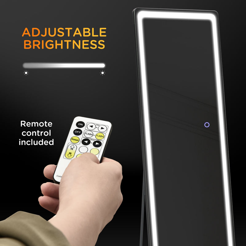 HOMCOM LED Lighted Full Length Mirror, Floor Standing or Wall Mount Bedroom