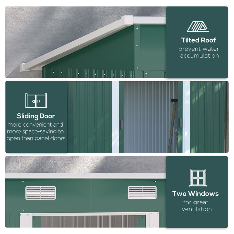 Outsunny 7 x 4ft Outdoor Garden Storage Shed for Backyard Patio Green