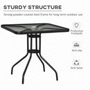 Outsunny Square Patio Table, Tempered Glass Top Garden Dining Table 76 x 76cm