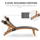 Outsunny Ergonomic Outdoor Chaise w/ Adjustable Back and Pillow for Garden Black