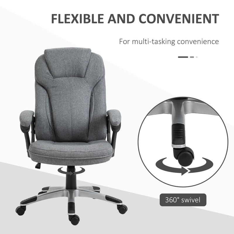 Vinsetto Linen Executive Office Chair Height Adjustable Swivel Chair, Grey
