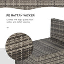 Outsunny Outdoor Garden Furniture Rattan Single Middle Sofa w/ Cushion Dark Grey