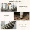 Outsunny 3 PCS Aluminium Rattan Bistro Set with Soft Cushions & Glass Top