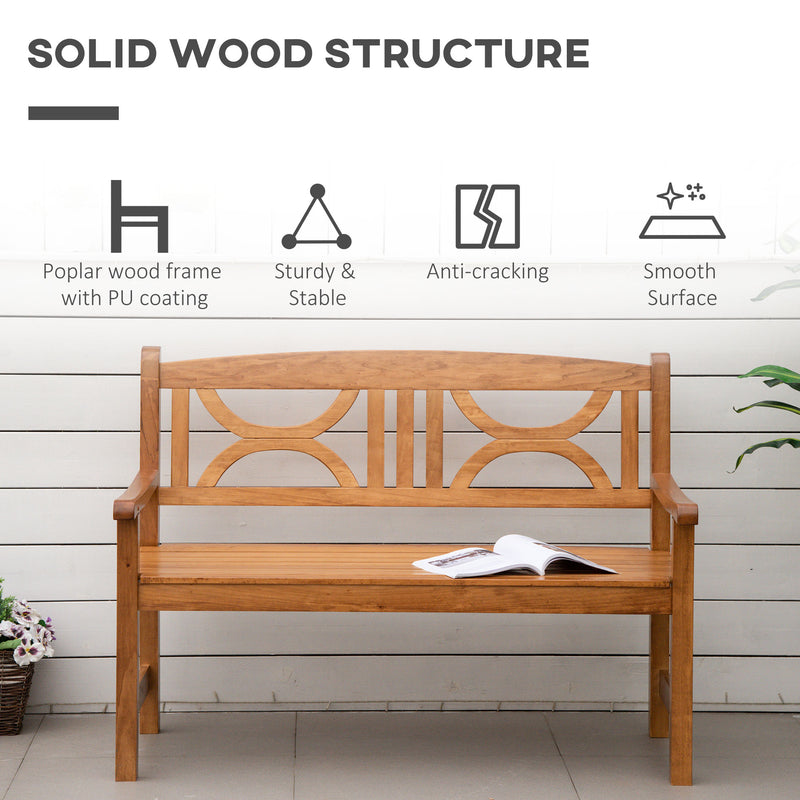 Outsunny 2-Seater Wooden Garden Bench Outdoor Patio Loveseat Natural