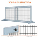 PawHut Adjustable Wooden Pet Gate Freestanding Dog Barrier for Doorway, Grey
