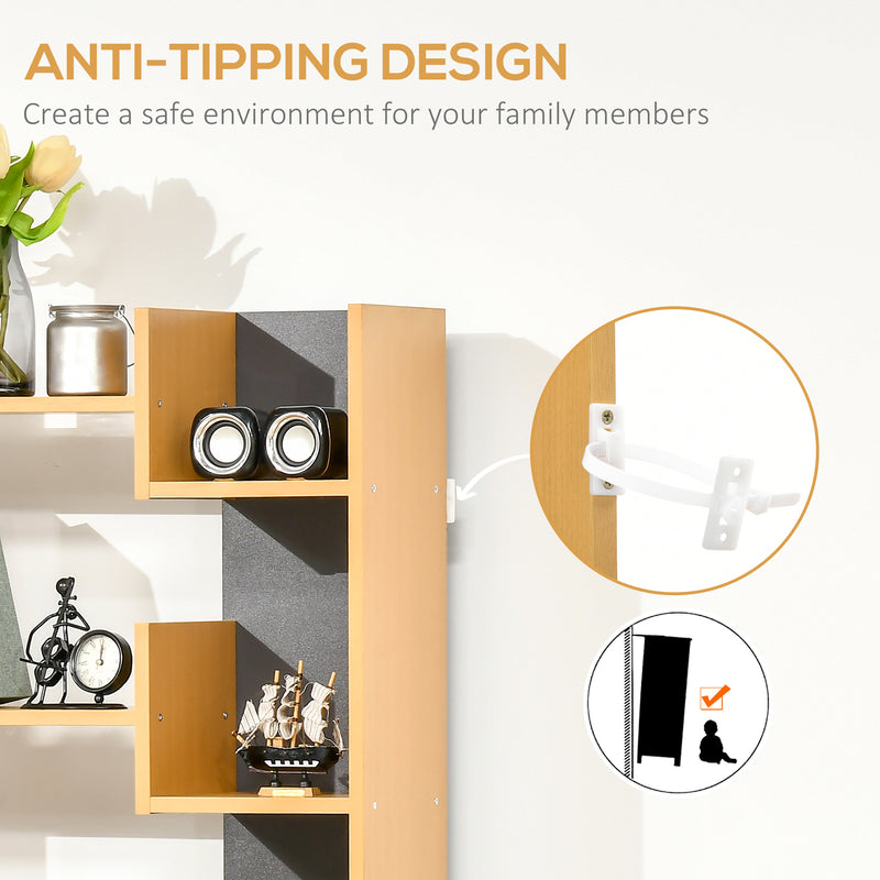 HOMCOM 6-Tier Bookshelf Freestanding Decorative Storage Shelves for Home Natural