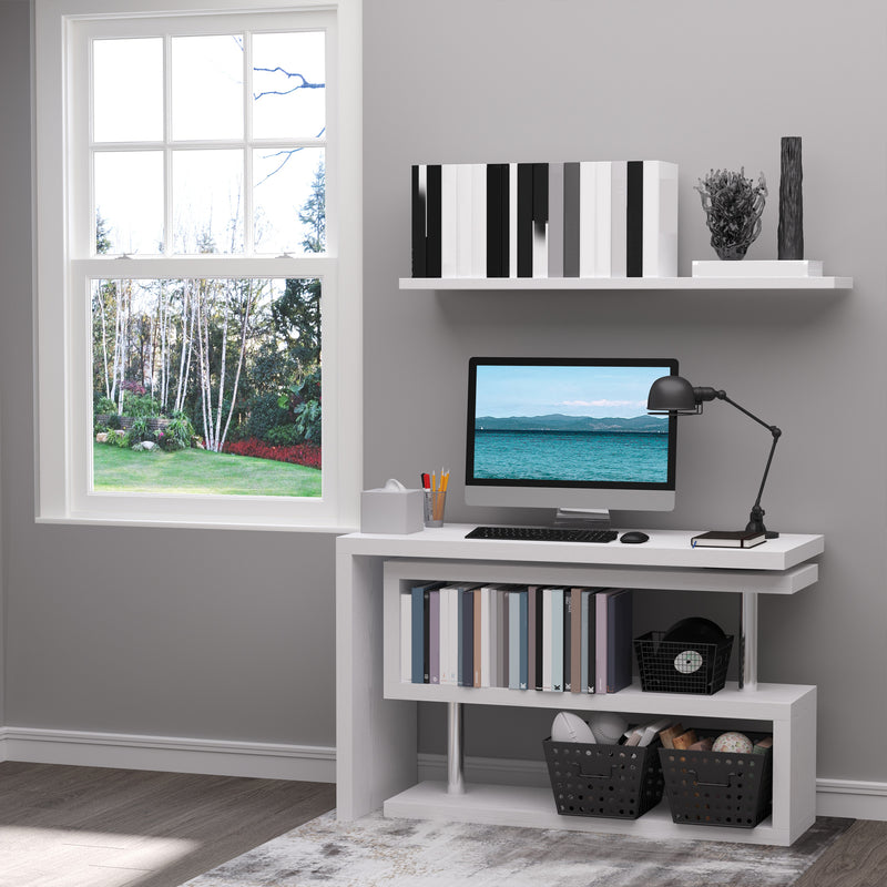 HOMCOM Modern Corner 360° Rotating L-Shaped Computer Desk Writing Table