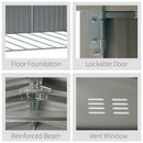 Outsunny Outdoor Garden Storage Shed Steel Tool Storage Box for Backyard Grey